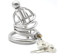 Cinturón de castidad para hombres Jaula de castidad de acero inoxidable Jaula para pene Jaula de castidad Jaula para pene masculino con anillo ajustable para pene y dilatador Uretra Juguete sexual(Rin