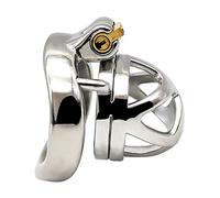 Cinturón de castidad para hombres, jaula de pene de acero corta, juego de castidad de Metal, juguete sexual masculino(3 Größenringe)