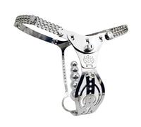 Cinturón de castidad para mujer Cinturón de castidad de acero inoxidable 316 Cinturón de castidad para mujer Tapón vaginal extraíble y tapón anal Ropa interior opcional Mujer SM Juguete(B90-100cm)