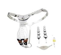 Cinturón de castidad para mujer Cinturón de castidad de acero inoxidable 316 Cinturón de castidad para mujer Tapón vaginal extraíble y tapón anal Ropa interior opcional Mujer SM Juguete(D60-70cm)