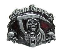 Cinturón de castigador con diseño de calavera de la parca para hombre, estilo vaquero, regalo para cumpleaños, día del padre, Navidad, Rojo -, Large