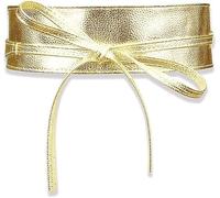 Cinturón de cintura ancho para mujer - Cinturón dorado para vestido y blusa - Elegante cinturón de cadera para mujer dorado - Cinturón ancho para vestido con cordones - Cinturón envolvente moderno