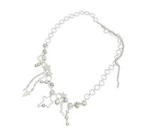 Cinturón de cintura con forma geométrica moderna, cadena para el cuerpo, cuenta con dije de estrella y flecos metálicos, decoración de ropa, joyería corporal de metal con borlas