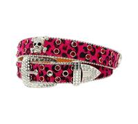 Cinturón de cintura punk de PU para Jean Heavy Dut Hip Hop Belt Federal Cintura Hebilla con Puntadas de Diamantes de Imitación de Diamantes de imitación para vestidos, rosa, rosa, I