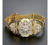 Cinturón de color dorado y plateado Argelia Marruecos para mujer, diseño de girasol, cristal, caftán, árabe, nupcial, joyería de boda