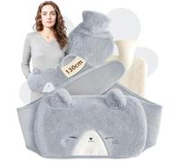 Cinturón de compresa térmica 3 en 1, bolsa de agua caliente de 1L con funda, compresa térmica de goma para aliviar el dolor de cuello, hombro, espalda, cintura y reglas, para niños, adultos, mayores