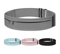 Cinturón de correr para mujeres y hombres, cinturón ligero para correr con bolsillo para botella de agua, soporte para teléfono con múltiples bolsillos, Gray, Large-31.5" - 45.3", Mordern