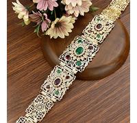 Cinturón de cristal cuadrado de color dorado para mujer, diseño de flores, Marruecos, Argelia, joyería de boda, cadena corporal, cinturón de caftán