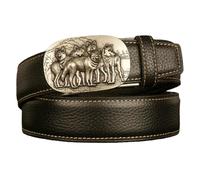 Cinturón De Cuero Con Trinquete Tallado Animal Águila, Hebilla Automática Ajustable, Estilo Informal Negocios, Cintura 130 Cm Y 45"(Wolfpack,115cm/waist:39")