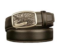 Cinturón De Cuero Con Trinquete Tallado Animal Águila, Hebilla Automática Ajustable, Estilo Informal Negocios, Cintura 130 Cm Y 45"(Eagle-1,115cm/waist:39")