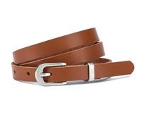 Cinturón de cuero Frentree para mujer, hecho en Alemania, 1,5 cm de ancho, cinturón de cuero auténtico, para vestido y pantalón de traje, 100% cuero, marrón, 125 cm