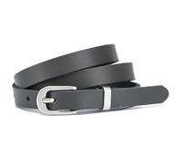 Cinturón de cuero Frentree para mujer, hecho en Alemania, 1,5 cm de ancho, cinturón de cuero genuino estrecho, para vestido y pantalones de traje, 100% cuero, gris oscuro, 110 cm