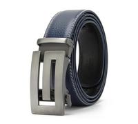 Cinturón de cuero genuino for hombre, cinturón aleación con hebilla automática, negocios for Para Negocios y Eventos Formales(115cm,Blue)