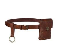 Cinturón de Cuero Medieval marrón con Bolsa, Accesorio de riñonera renacentista for Mujeres y Hombres Disfraz de Cosplay(Noir)