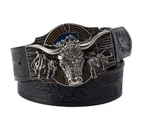Cinturón De Cuero Moda For Hombre, Vaquero Repujado(Black,115cm/45.2in)
