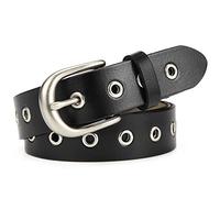 Cinturón de Cuero Mujer Para Lady Girls Dreess Jeans Pantalones con Hebilla de Aleación 2,8cm Ancho (L:115cm(Ajuste 95-106cm/38"-42"), A:negro)