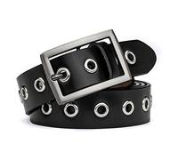 Cinturón de Cuero Mujer Para Lady Girls Dreess Jeans Pantalones con Hebilla de Aleación 2,8cm Ancho (M:105cm(Ajuste 85-94cm/34"-37"), B:negro)