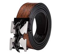 Cinturón de cuero para hombre, con hebilla de trinquete automático con impresión animal en 3D, cinturón negro de diseño sin agujeros para vaqueros, en caja de regalo Negro Negro Batman Large