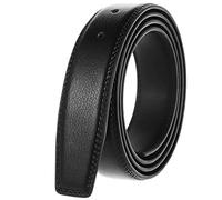 Cinturón de cuero vacuno con hebilla para hombre, sin hebilla, cinturón de piel auténtica con agujeros, 3,5 cm, Negro, 130
