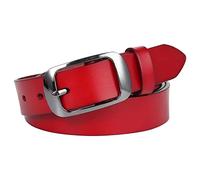 Cinturón de cuero vacuno para mujer, estilo casual, versión femenina de la hebilla de aguja, cinturón de aguja perforado de mezclilla a juego para hombre, rosso, D