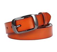 Cinturón de cuero vacuno para mujer, estilo casual, versión femenina de la hebilla de aguja, cinturón de aguja perforado de mezclilla a juego para hombre, amarillo, D