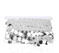 Cinturón de danza del vientre de 10 yardas, ancho de lentejuelas, cintas de lentejuelas de encaje elásticas elásticas para ropa, decoración de vestidos, boda, ramo de novia(plata)