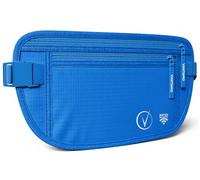 Cinturón de Dinero para Viajes Oculto, Cartera de Cintura con protección RFID, se Adapta a Pasaporte y teléfono con Funda, Incluye 2 Etiquetas de recuperación Global, Azul Cobalto, Minimalista