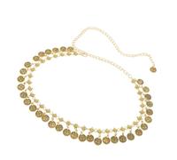 Cinturón de estilo étnico con cadena de cintura de longitud ajustable, accesorio hecho a mano para trajes de playa y vacaciones, cadena de cintura dorada envejecida, talla única, como se describe