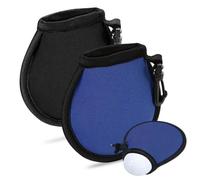 Cinturón de Golf, 2 Piezas Bolsa de Limpieza de Pelotas de Golf Portátiles Bolsa de Limpieza de Toallas de Golf Impermeable con Clip, para Carritos de Golf (Negro, Azul)