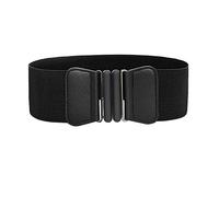 Cinturón de hebilla ancha para vestido salvaje, cintura de moda, cinturón elástico para hombre, cinturón de cuero sólido, Negro, 68x7.5cm