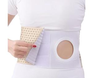 Cinturón de hernia, cómodo cinturón de ostomía, aglutinante de ombligo de tela de malla transpirable, cinturón de colostomía liviana, acogedor cinturón de soporte de ostomía para hombres y mujeres, c