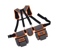 Cinturón de herramientas con tirantes ajustables para constructores, equipado con soporte para herramientas con múltiples bolsillos y organizador de carpintero con correa reforzada