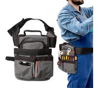 Cinturón de Herramientas Electricista, Bolsa Porta Herramientas Cintura, Magnética Riñonera Herramienta Ajustable de Tela Oxford 1200D para Hombre, Carpinteros, Trabajadores Construcción (Gris)