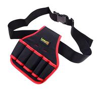 Cinturón de herramientas, herramientas de la bolsa del cinturón con 5 bolsillos, bolsa de cintura de herramientas portátiles, delantal de funda de herramienta de hebilla ajustable (rojo)