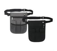 Cinturón de herramientas, riñonera con múltiples bolsillos, 21 x 16,5 cm, tela Oxford ajustable para enfermería, aseo y jardinería (color negro)