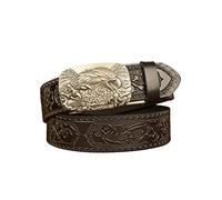 Cinturón de Hombre Eagle Cinturón Tallado de Cuero Real Cinturón de Jeans Casual,Black b,130CM/51.2''