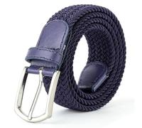 Cinturón de lona Cinturón elástico trenzado de lona for hombre y mujer, informal, con hebilla pasador, color blanco negro, 3, x 110 130 cm para Trabajo y Uso Diario(3.3cmX110cm,Blue)