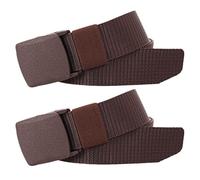 Cinturón de lona de nylon Cinturón ajustable de Cinturones de nailon for hombres y mujeres de talla grande, cinturón táctico de trabajo de 1,5" con hebilla de plástico, 110-180 cm, paquete de 2(Coffee