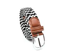 Cinturón de lona elástica para hombre de 100 cm, correa de cintura tejida táctica para jeans y pantalones.,Blanco y negro,2,5 x 100 cm