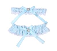cinturón de medias, Lace Thigh Garter For Wedding Bride Blue And White Size 17x5x0.5cm 2 Pcs