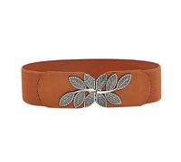 Cinturón de moda con hebilla elástica salvaje para mujer, cinturón de vestir ancho y elástico para hombre, café, Taille unique