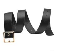 Cinturón de moda para mujer con hebillas redondas y cuadradas, cintura de piel sintética duradera, longitud ajustable para casual o formal para ocasiones a la moda de mujer (dorado/hebilla cuadrada)