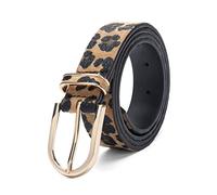 Cinturón de mujer, cinturón informal, pantalones con hebilla de Metal dorado, cinturón de cuero de leopardo para mujer, accesorios para vaqueros, Amarillo, 115cm