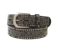 Cinturón de mujer con tachuelas, remaches de estrás, cinturón sintético de estilo vintage, ancho aprox. 3,8 cm, azul marino, 100 cm/115 cm BW longitud total