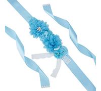 Cinturón de novia azul con flores de maternidad, faja de satén con perlas de encaje, cinturón de cintura para boda, joyas, vestido de novia, cinta para baby shower, sesión de fotos, dama de honor, 270