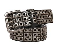 Cinturón de Ojales con Remaches Punk Rock Tachuelas de Cuero Colorido Cinturones con Hebilla de 3 Orificios para Mujer y Hombre Pantalones Vaqueros,Negro,115cm/waist:38"~40"