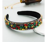Cinturón de perforación de cristal, Diadema colorida con joyas y diamantes de imitación for mujer, banda for el pelo acolchada, ancha y vintage(FG603)