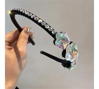 Cinturón de perforación de cristal, Diademas finas con lentejuelas y aros for el pelo con diamantes de imitación for mujer(White)