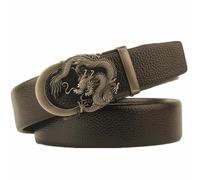 Cinturón De Piel Con Trinquete, Hebilla Automática Silver Lion 155 Cm Café(Dragon-a,185cm/73)
