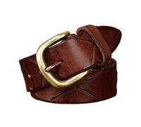 Cinturón de piel de vaca auténtica con relieve for hombre y mujer, hecho a mano, con grabados de arañazos, for uso laboral, informal y formal, 3,8 de ancho.(Reddish Brown,115cm/45")